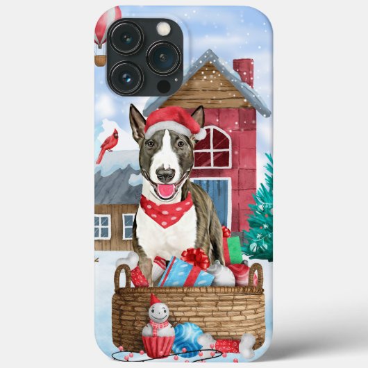 Bull Terrier Dog in sneeuwbal Case-Mate iPhone Case (Achterkant)