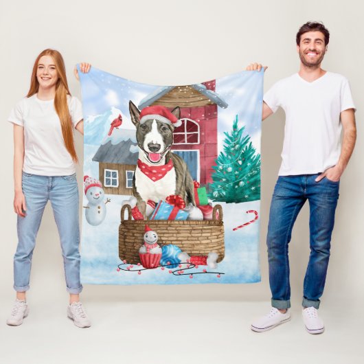 Bull Terrier Dog in sneeuwbal Fleece Deken (In situ)