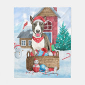 Bull Terrier Dog in sneeuwbal Fleece Deken (Voorkant)