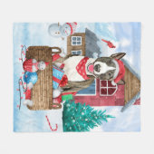 Bull Terrier Dog in sneeuwbal Fleece Deken (Voorkant (Horizontaal))