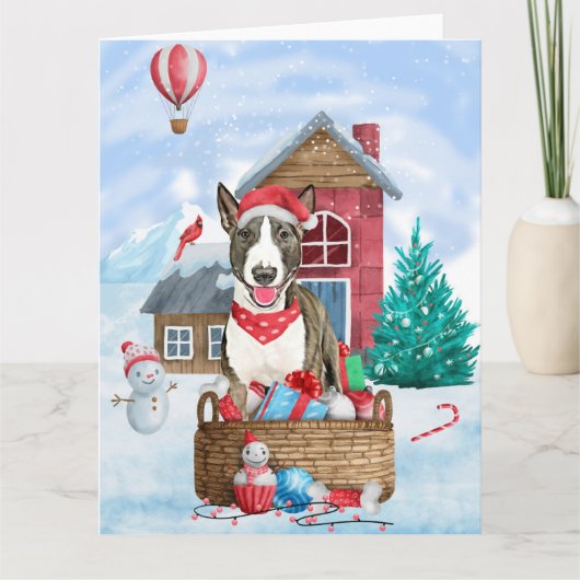 Bull Terrier Dog in sneeuwbal Kaart (Voorkant)