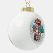 Bull Terrier Dog in sneeuwbal Keramische Bal Ornament (Links)