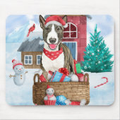 Bull Terrier Dog in sneeuwbal Muismat (Voorkant)