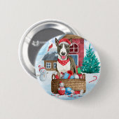Bull Terrier Dog in sneeuwbal Ronde Button 5,7 Cm (Voorkant /achterkant)