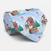 Bull Terrier Dog in sneeuwbal Stropdas (Opgerold)