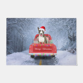 Bull Terrier Dog in Snow, met Kerstmis Deurmat (Voorkant)
