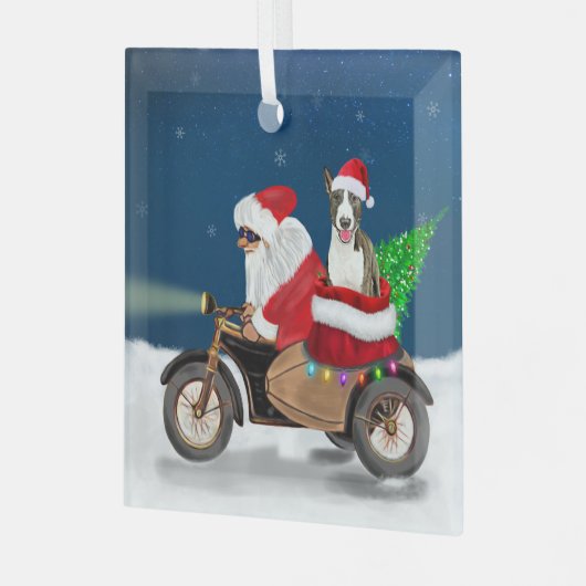 Bull Terrier Dog kerstkerstkerstman Glas Ornament (Voorkant links)