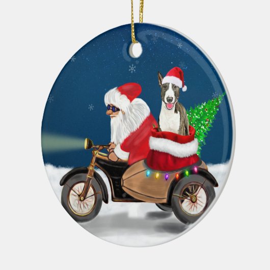 Bull Terrier Dog kerstkerstkerstman Keramisch Ornament (Links)