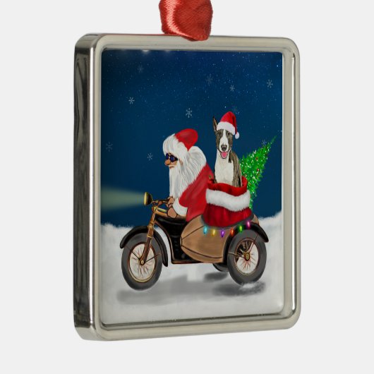 Bull Terrier Dog kerstkerstkerstman Metalen Ornament (Rechts)