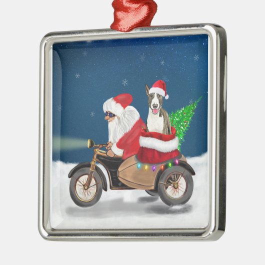 Bull Terrier Dog kerstkerstkerstman Metalen Ornament (Links)