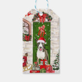 Bull Terrier Dog Kerstmis Cadeaulabel (Voorkant)