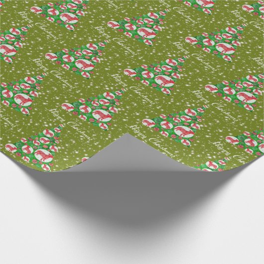 Bull Terrier Dog Kerstmis Holiday Green Cadeaupapier (Hoek)