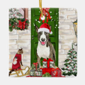 Bull Terrier Dog Kerstmis Keramisch Ornament (Voorkant)