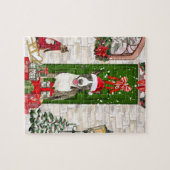 Bull Terrier Dog Kerstmis Legpuzzel (Horizontaal)