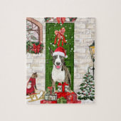 Bull Terrier Dog Kerstmis Legpuzzel (Verticaal)