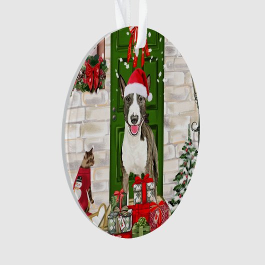 Bull Terrier Dog Kerstmis Ornament (voorkant)