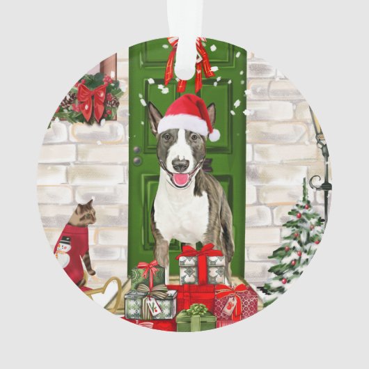 Bull Terrier Dog Kerstmis Ornament (achterkant)