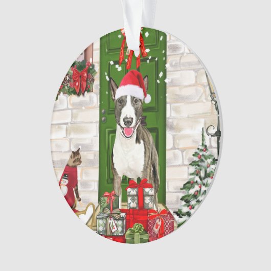 Bull Terrier Dog Kerstmis Ornament (voorkant)
