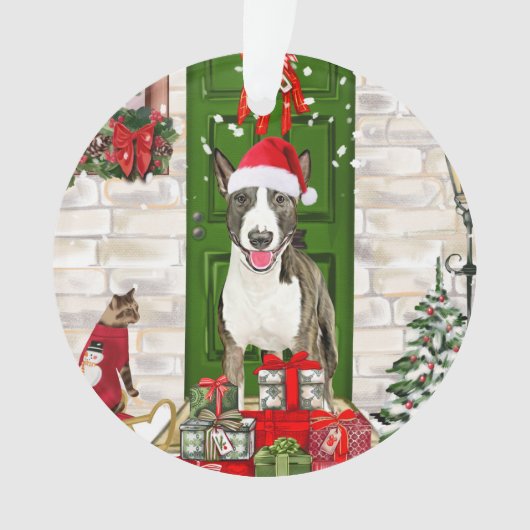 Bull Terrier Dog Kerstmis Ornament (voorkant)