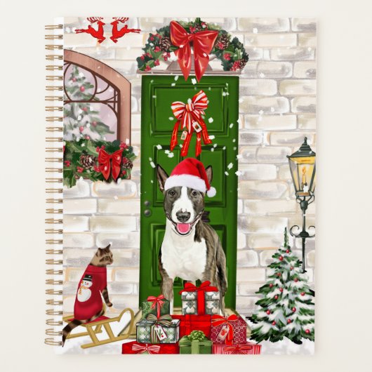 Bull Terrier Dog Kerstmis Planner (Voorkant)