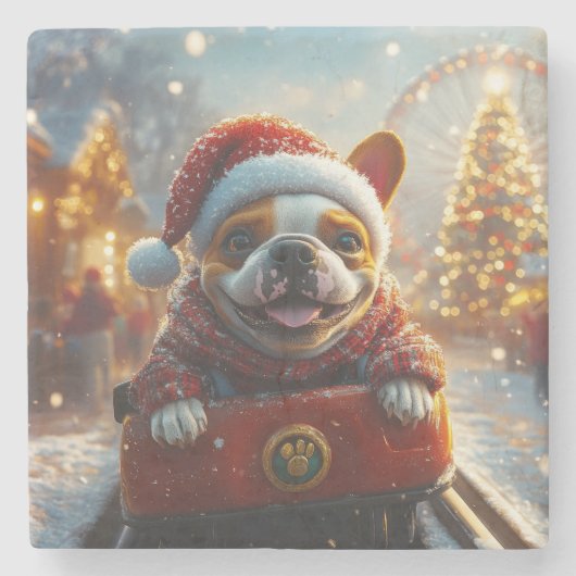 Bull Terrier Dog Kerstmis Stenen Onderzetter (Voorkant)