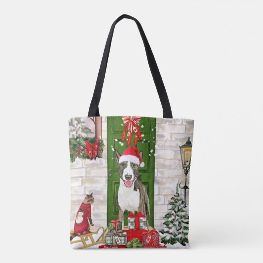Bull Terrier Dog Kerstmis Tote Bag (Achterkant)