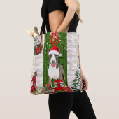 Bull Terrier Dog Kerstmis Tote Bag (Dichtbij)