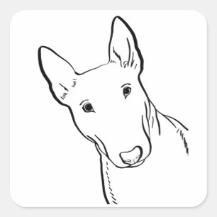 Bull Terrier Dog Line Art Gift Idee Vierkante Sticker