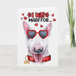 Bull Terrier Dog maakte zich klaar om van je Valen Feestdagen Kaart