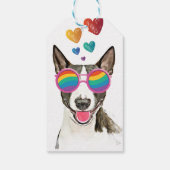 Bull Terrier Dog met Hearts Valentijnsdag Cadeaulabel (Achterkant)