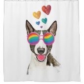 Bull Terrier Dog met Hearts Valentijnsdag Douchegordijn (Voorkant)