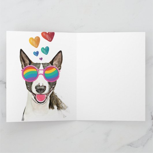 Bull Terrier Dog met Hearts Valentijnsdag Kaart (Binnen)