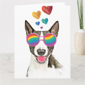 Bull Terrier Dog met Hearts Valentijnsdag Kaart (Voorkant)