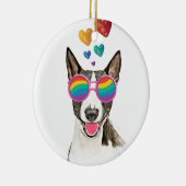 Bull Terrier Dog met Hearts Valentijnsdag Keramisch Ornament (Rechts)