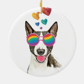 Bull Terrier Dog met Hearts Valentijnsdag Keramisch Ornament (Achterkant)