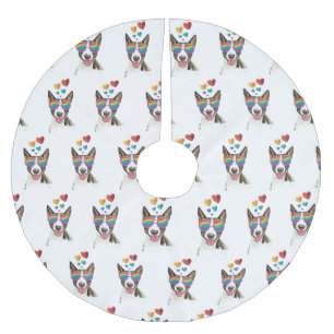 Bull Terrier Dog met Hearts Valentijnsdag Kerstboom Rok