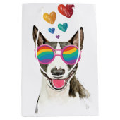 Bull Terrier Dog met Hearts Valentijnsdag Medium Cadeauzakje (Voorkant)