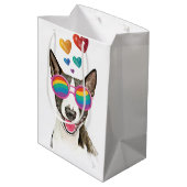 Bull Terrier Dog met Hearts Valentijnsdag Medium Cadeauzakje (Achterkant Gekanteld)