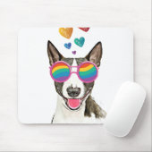Bull Terrier Dog met Hearts Valentijnsdag Muismat (Met muis)