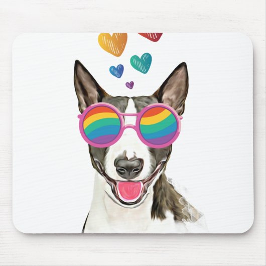 Bull Terrier Dog met Hearts Valentijnsdag Muismat (Voorkant)