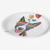 Bull Terrier Dog met Hearts Valentijnsdag Papieren Bordje (Gekanteld)