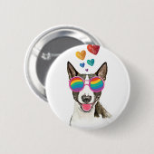 Bull Terrier Dog met Hearts Valentijnsdag Ronde Button 5,7 Cm (Voorkant /achterkant)