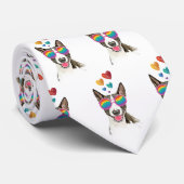 Bull Terrier Dog met Hearts Valentijnsdag Stropdas (Opgerold)