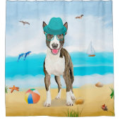 Bull Terrier Dog op Beach Douchegordijn (Voorkant)