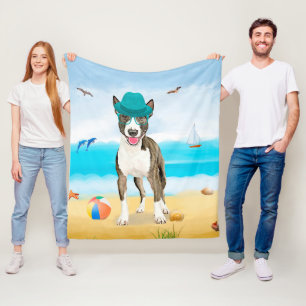 Bull Terrier Dog op Beach Fleece Deken