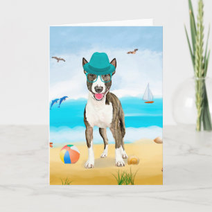 Bull Terrier Dog op Beach Kaart