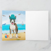 Bull Terrier Dog op Beach Kaart (Binnen)