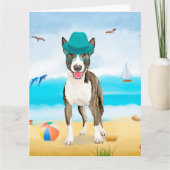 Bull Terrier Dog op Beach Kaart (Voorkant)