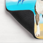 Bull Terrier Dog op Beach Muismat (Hoek)