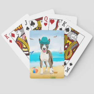 Bull Terrier Dog op Beach Pokerkaarten